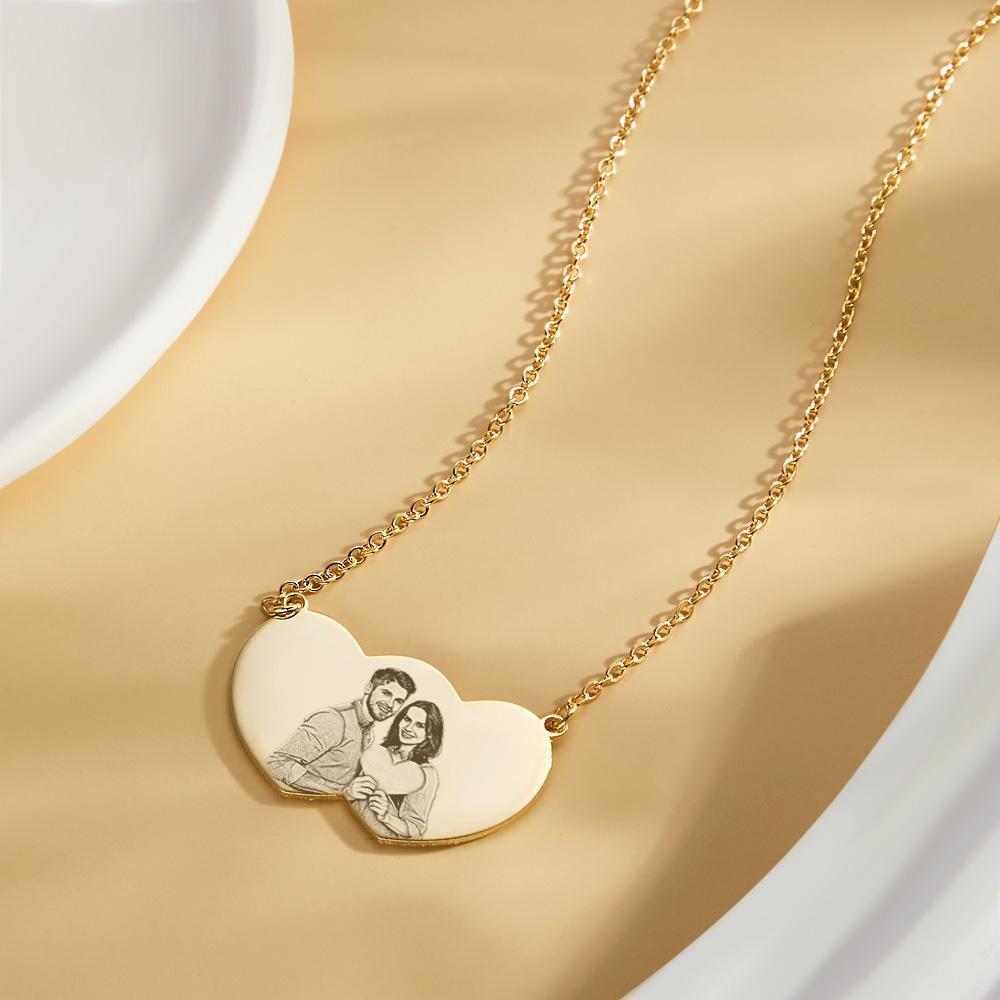 Collier Photo Personnalisé Coeur Proche Couple Romantique Cadeaux - votrecollierprenomfr