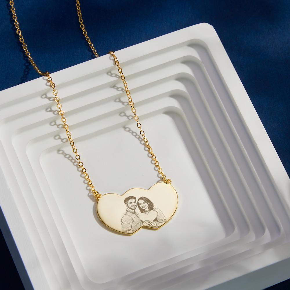 Collier Photo Personnalisé Coeur Proche Couple Romantique Cadeaux - votrecollierprenomfr