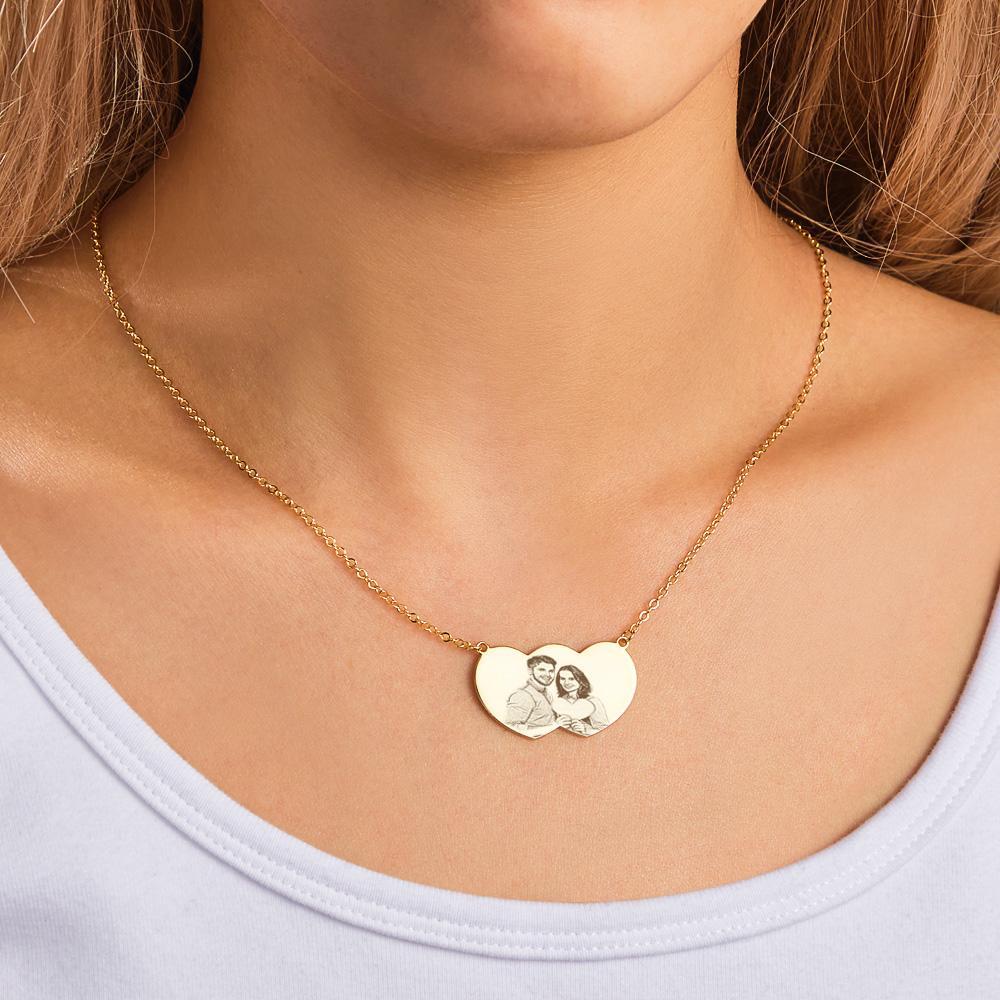 Collier Photo Personnalisé Coeur Proche Couple Romantique Cadeaux - votrecollierprenomfr