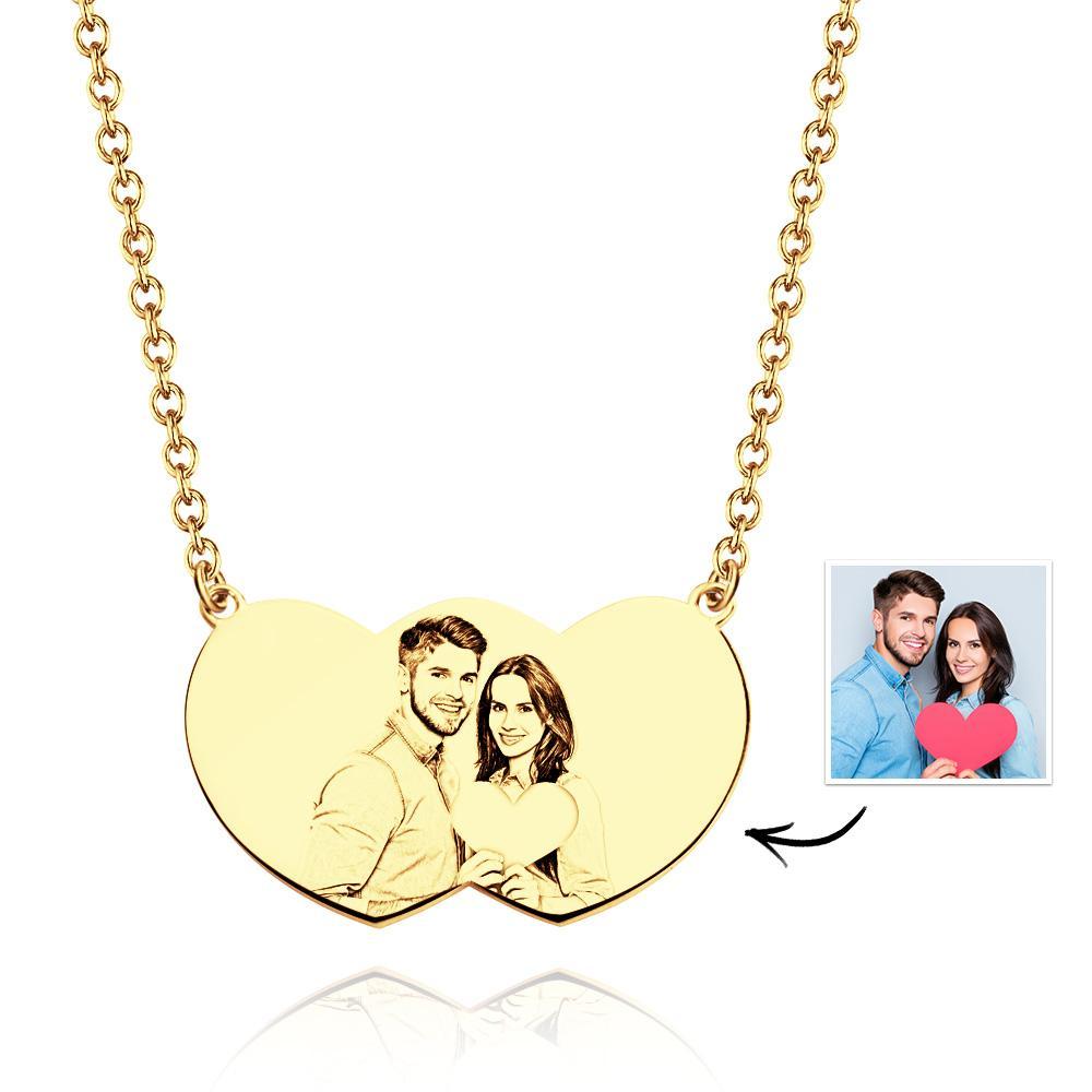 Collier Photo Personnalisé Coeur Proche Couple Romantique Cadeaux - votrecollierprenomfr