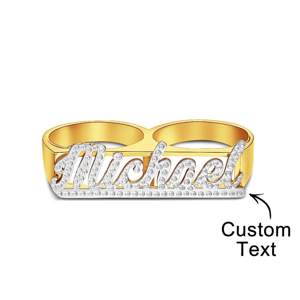 Bague Personnalisée À Deux Doigts Pour Hommes, Bague Double Bande, Cadeau Pour Lui - votrecollierprenomfr