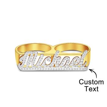 Bague Personnalisée À Deux Doigts Pour Hommes, Bague Double Bande, Cadeau Pour Lui - votrecollierprenomfr