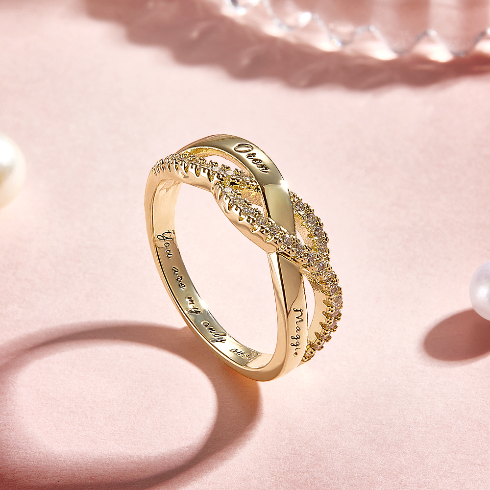 Bague Personnalisée Avec Deux Noms Et Un Message Éternel. Bague Gravée Sur Mesure Avec Noms Et Phrase Secrète. Un Cadeau Doux Pour Elle. - votrecollierprenomfr