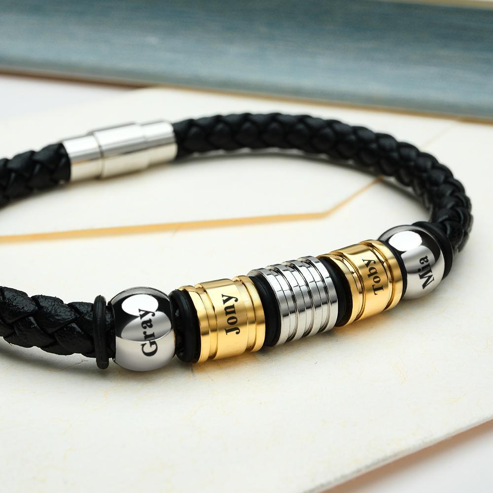 Bracelet Avec Nom Personnalisé, Tissage De Perles, Cadeau Simple Pour Hommes - votrecollierprenomfr