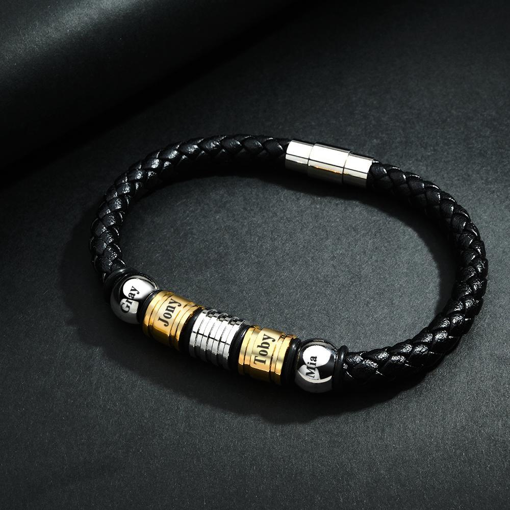 Bracelet Avec Nom Personnalisé, Tissage De Perles, Cadeau Simple Pour Hommes - votrecollierprenomfr