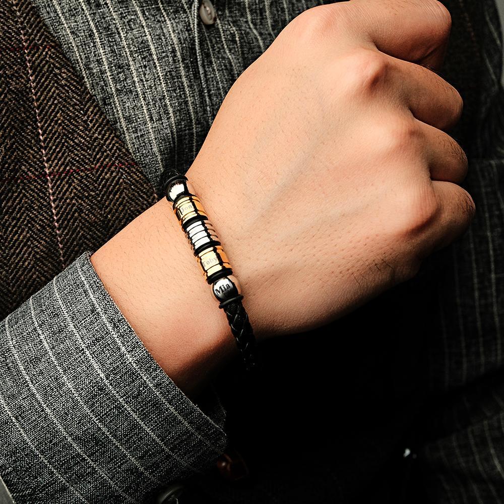 Bracelet Avec Nom Personnalisé, Tissage De Perles, Cadeau Simple Pour Hommes - votrecollierprenomfr