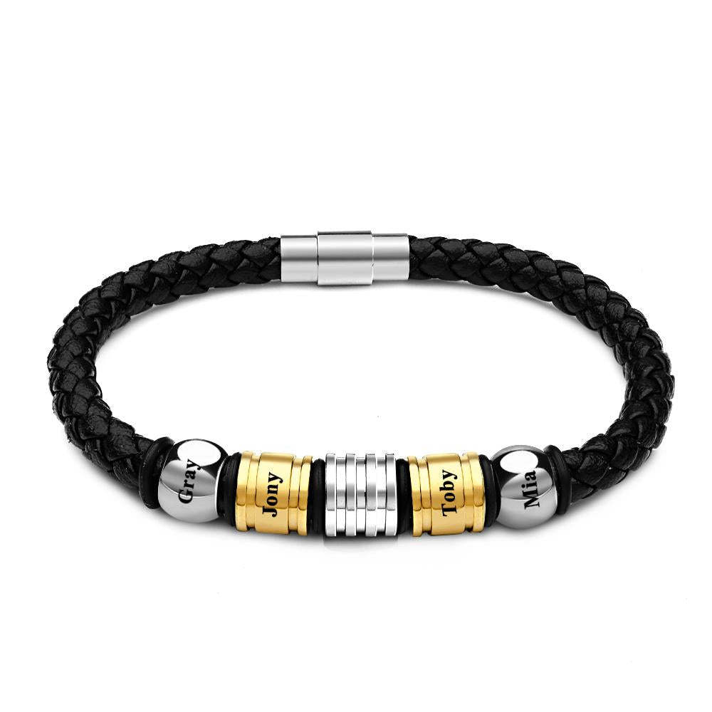 Bracelet Avec Nom Personnalisé, Tissage De Perles, Cadeau Simple Pour Hommes - votrecollierprenomfr