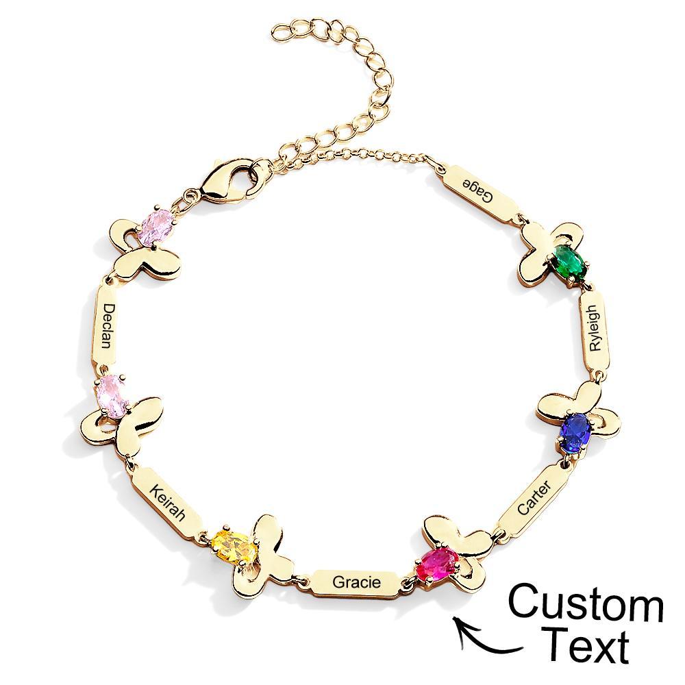 Bracelet Fleur Avec Texte Personnalisé, Pierre De Naissance Personnalisée, Bijoux Souvenir - votrecollierprenomfr