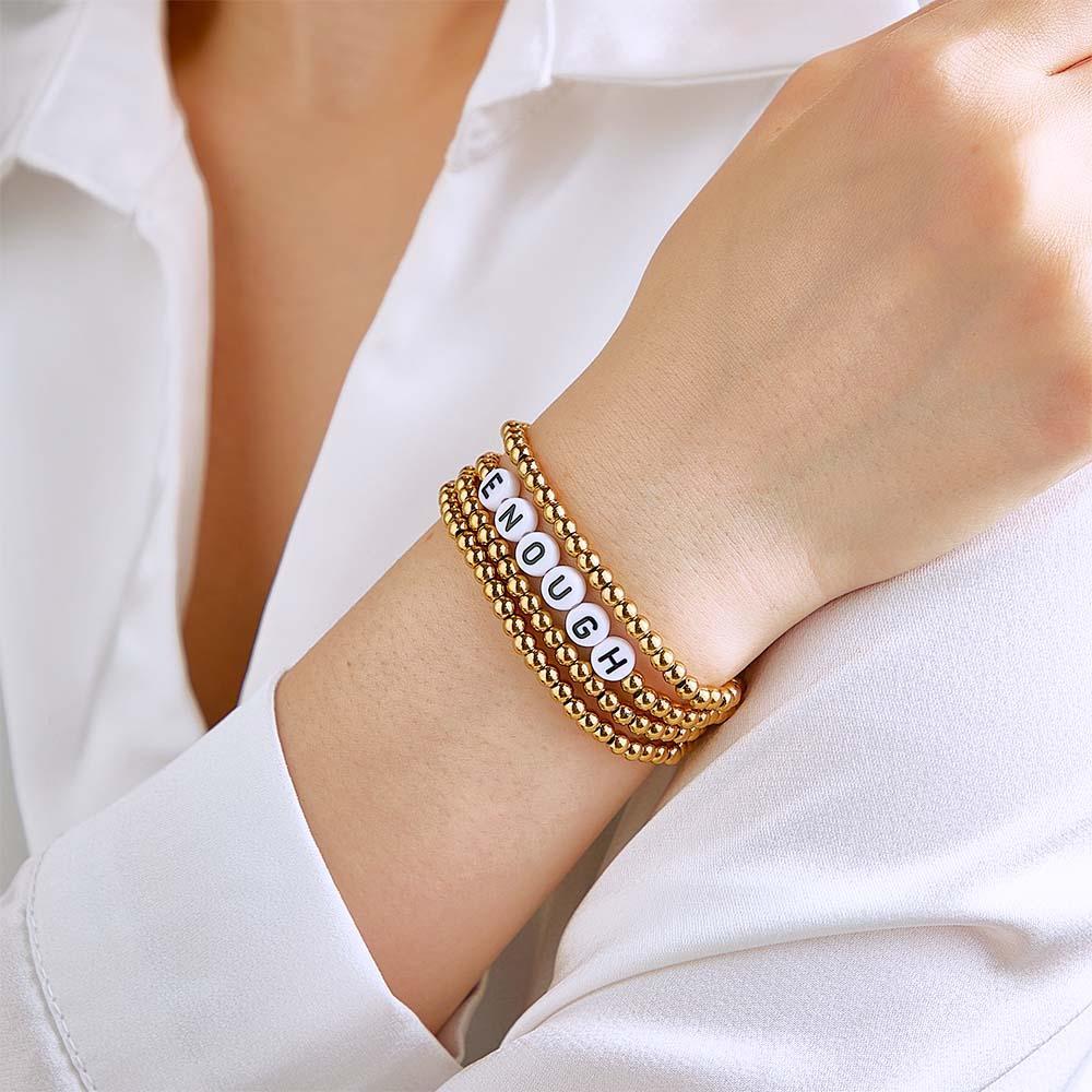 Bracelet De Perles Avec Nom Personnalisé, Cadeau De Style Bohème Pour Elle - votrecollierprenomfr
