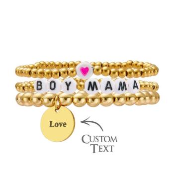 Bracelet De Perles Personnalisé Avec Nom, Pile De Cœur, Style Bohème, Cadeau Pour Elle - votrecollierprenomfr
