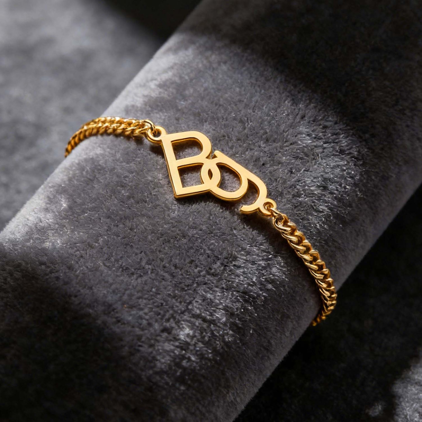 Bracelet Personnalisé Avec Initiales Entrelacées - Bracelet À Maillons Gourmette À Deux Initiales - Bracelet De Couple Avec Lettres Entrelacées - Cadeau Pour Elle - votrecollierprenomfr