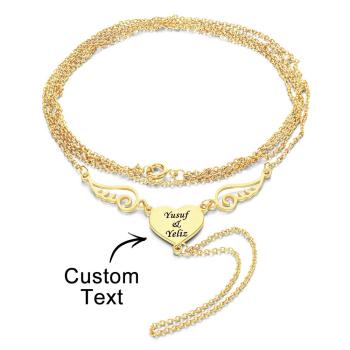 Bracelet Gravé Personnalisé Bracelet Ailes En Forme De Coeur Cadeau Unique Pour Femme - votrecollierprenomfr