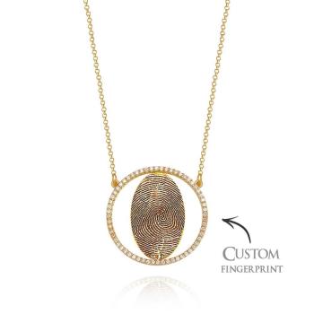 Collier Personnalisé À Empreintes Digitales, Plaqué Or 18 Carats, Bijoux Personnalisés À Empreintes Digitales, Cadeaux Commémoratifs - votrecollierprenomfr