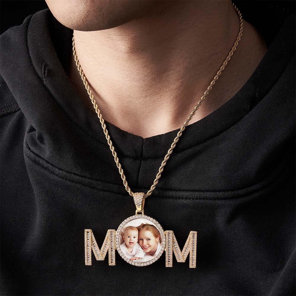 Collier Photo Hip Hop, Pendentif Thème Maman, Bijoux Cadeaux Pour Hommes - votrecollierprenomfr