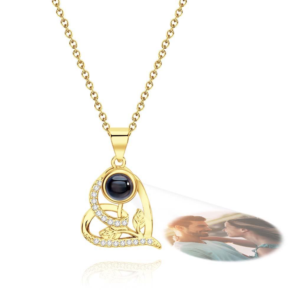 Collier De Projection Personnalisé Feuille Coeur Cadeau Pour Elle - votrecollierprenomfr