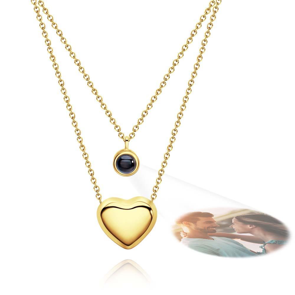 Collier De Projection Personnalisé Double Couche Coeur Couple Cadeau - votrecollierprenomfr