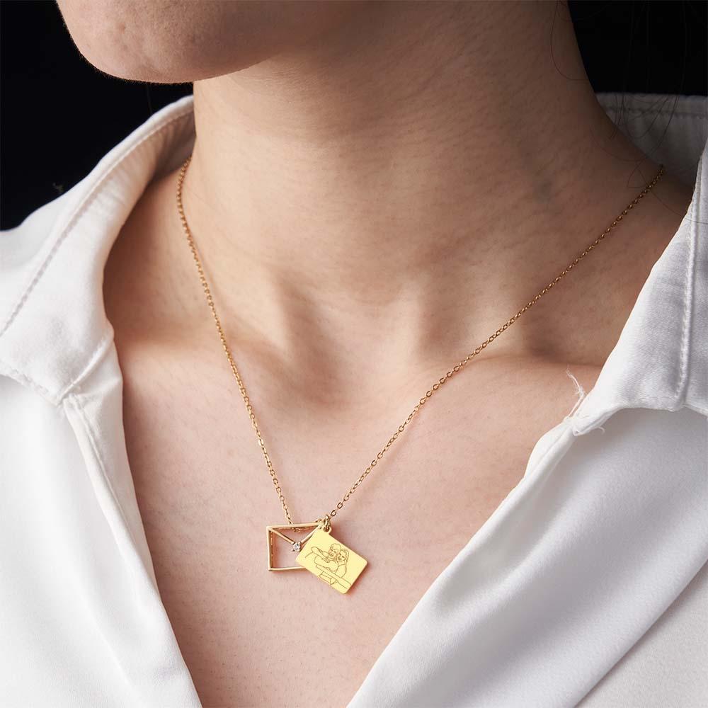 Collier De Lettre D’enveloppe De Photo Personnalisé - votrecollierprenomfr