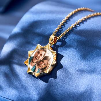 Collier Photo Personnalisé Fleur De Soleil Cadeaux Créatifs Simples - votrecollierprenomfr