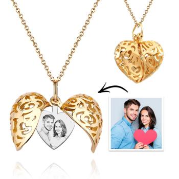 Collier Avec Médaillon En Forme De Cœur D'amour, Collier Avec Photo Gravée Avec Totem, Bijoux Commémoratifs, Cadeau Souvenir En Forme De Cœur Pour La Famille, Les Mamans Et Les Amis - votrecollierprenomfr