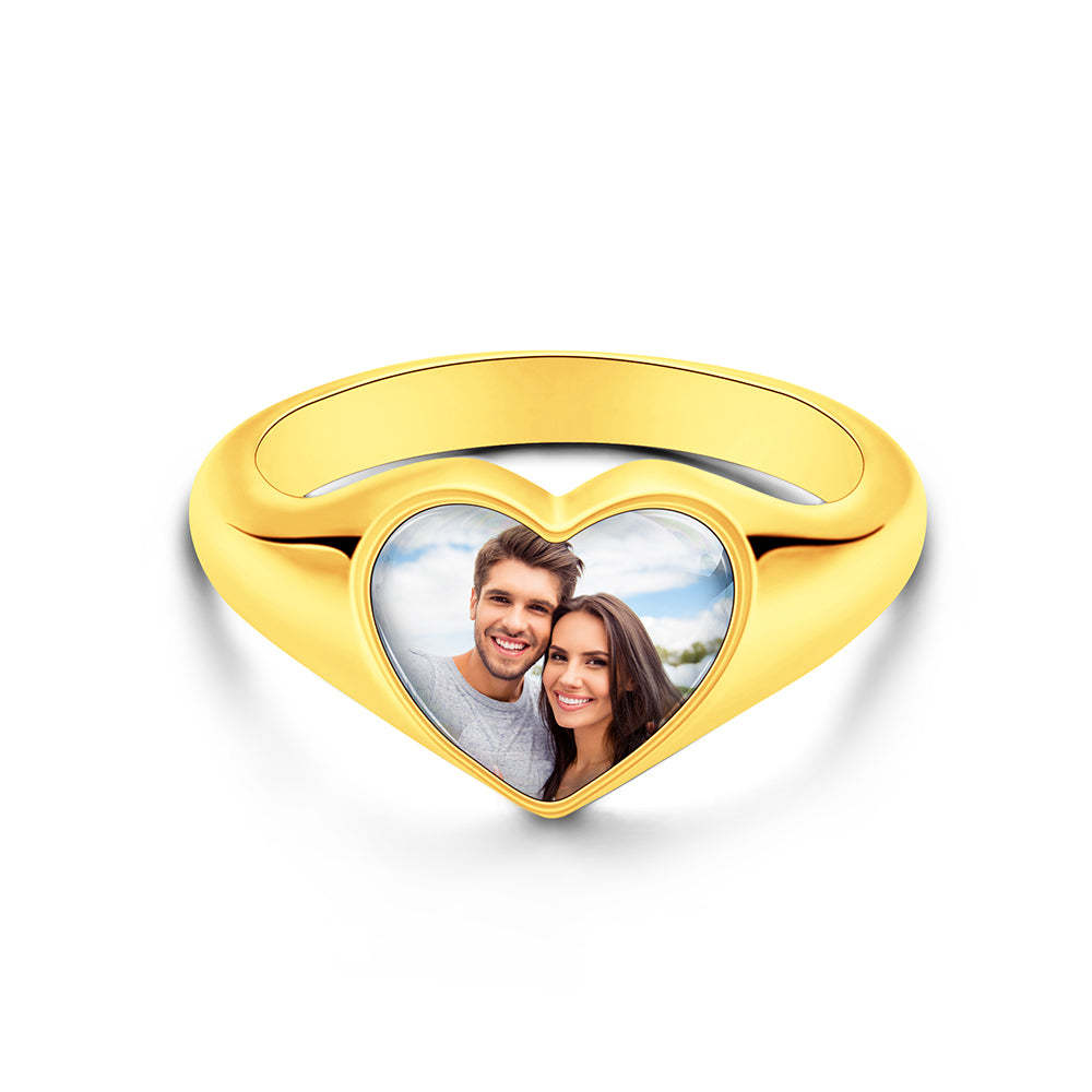 Bague Photo Coeur Personnalisée Bijoux Femme Cadeaux Fête Des Mères - votrecollierprenomfr