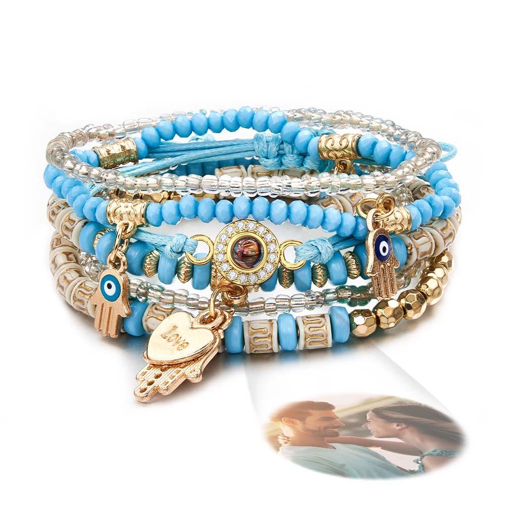 Bracelet De Projection Personnalisé Style Bohême Cadeau Pile Pour Elle - votrecollierprenomfr