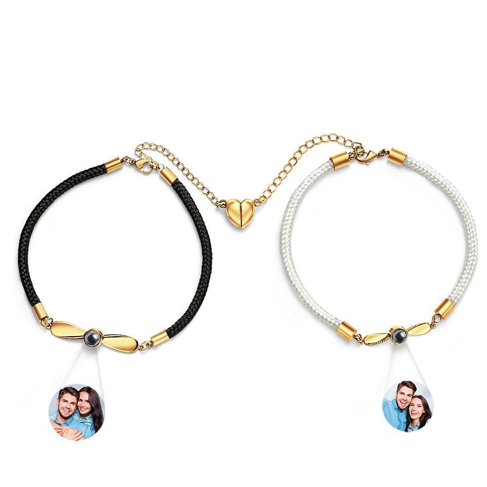 Bracelets Assortis Personnalisés Pour Couples, Bracelets De Projection De Photos, Cadeaux De Saint-valentin - votrecollierprenomfr