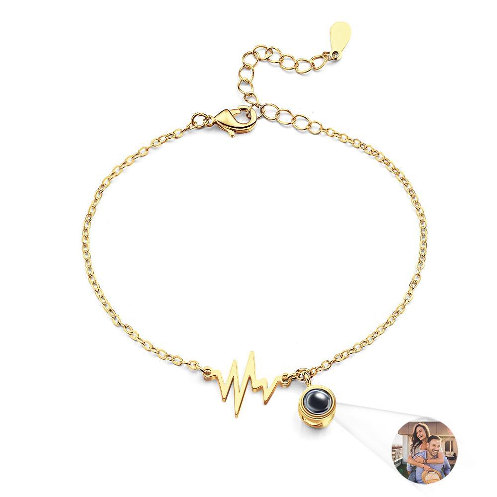 Bracelet De Projection Personnalisé Cadeau D'électrocardiogramme D'amour Pour Elle - votrecollierprenomfr