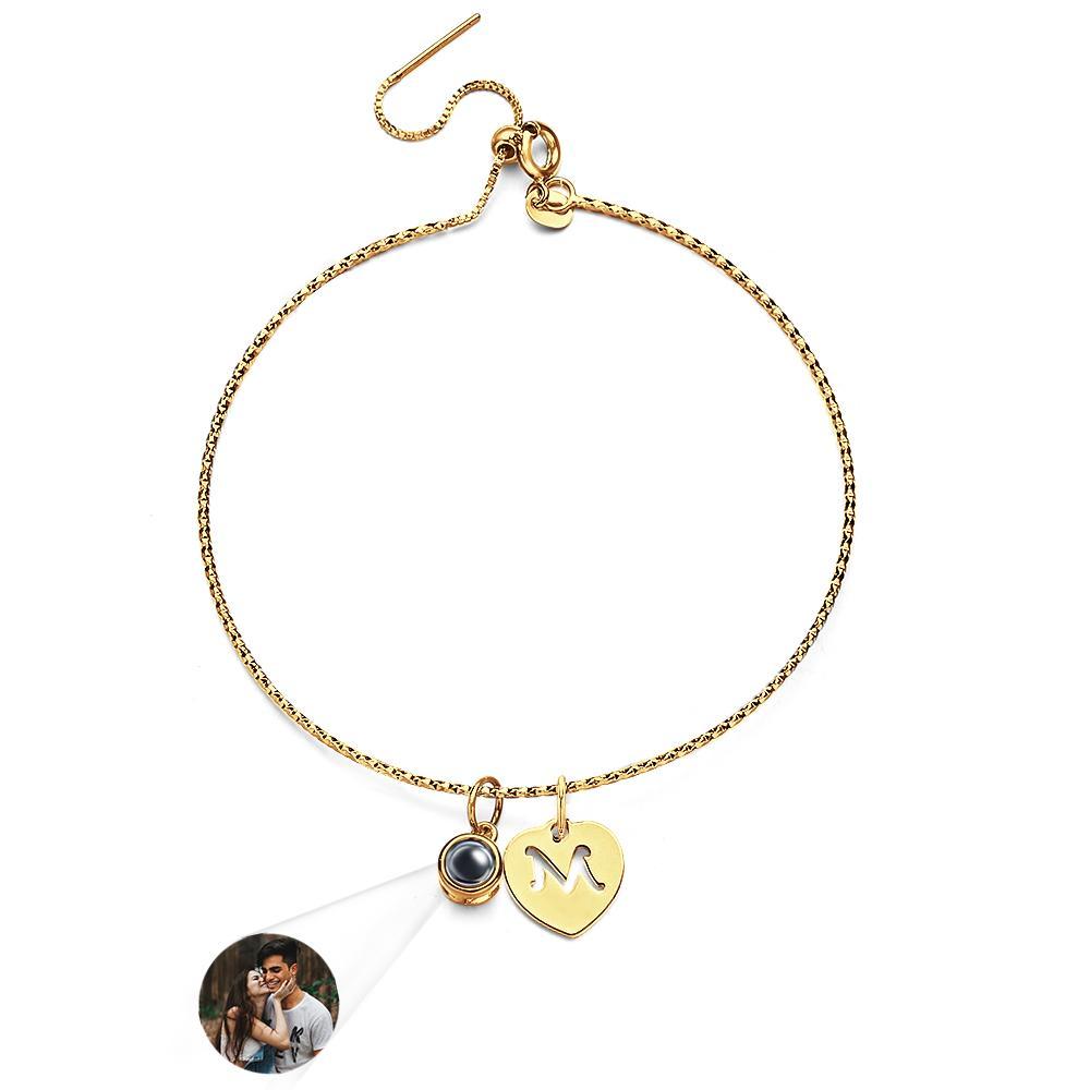 Bracelet De Lettre De Projection Personnalisé, Cadeau Simple Pour Elle - votrecollierprenomfr
