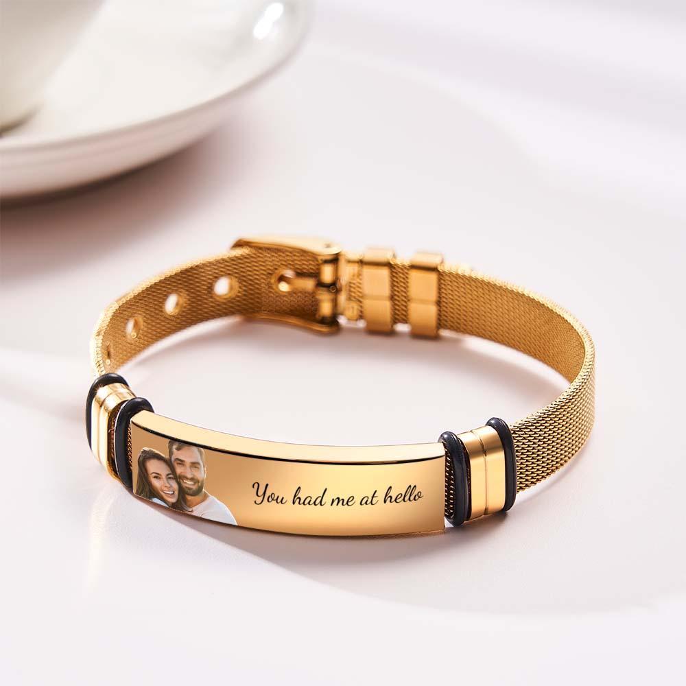 Bracelet Photo Personnalisé Pour Homme, Cadeau Parfait, Bracelet À Message Personnalisé, Cadeau Personnalisé Pour Lui - votrecollierprenomfr
