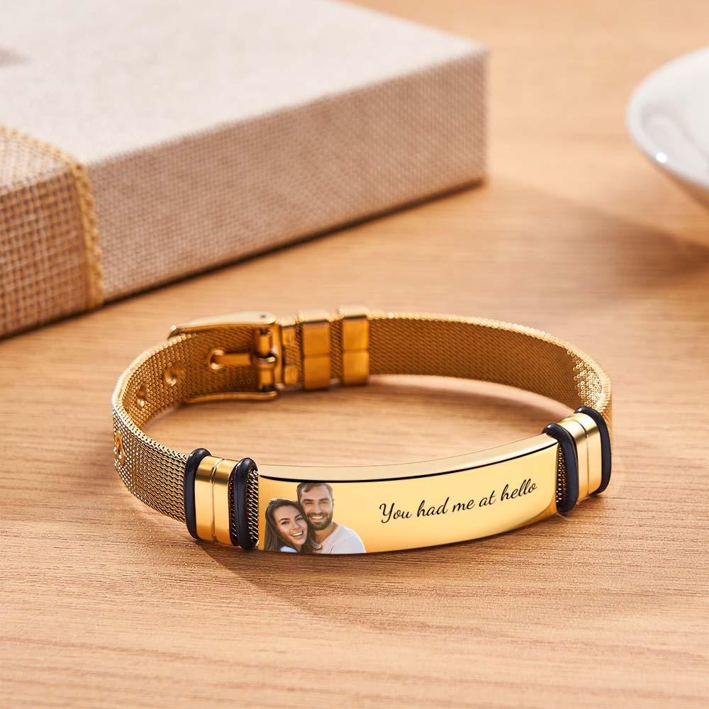 Bracelet Photo Personnalisé Pour Homme, Cadeau Parfait, Bracelet À Message Personnalisé, Cadeau Personnalisé Pour Lui - votrecollierprenomfr