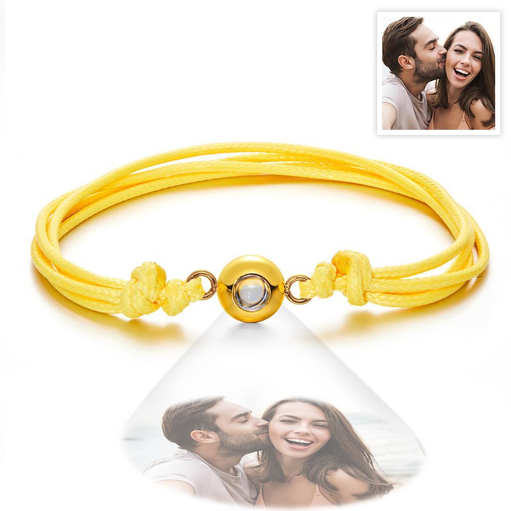 Cadeaux De Couple Colorés De Style De Tissage De Bracelet De Photo De Projection Personnalisée - votrecollierprenomfr