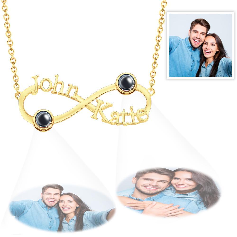 Collier De Projection Gravé Personnalisé Symbole De L'infini Commémorer Les Cadeaux - votrecollierprenomfr