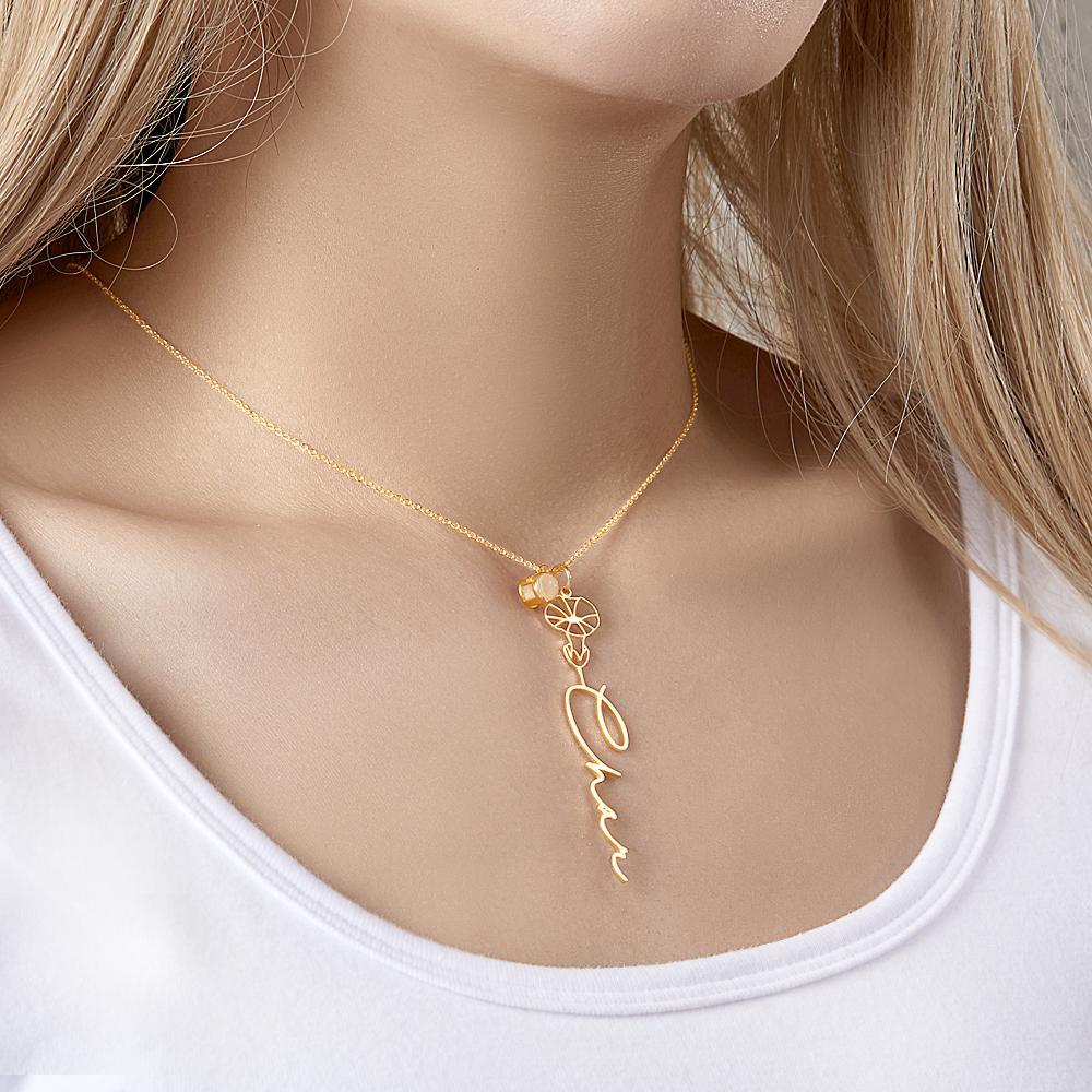 Collier De Nom De Projection De Photo De Fleur De Naissance Personnalisé Cadeau Créatif Pour Les Femmes - votrecollierprenomfr