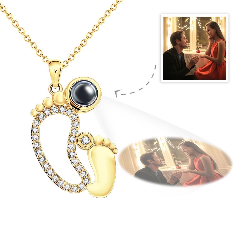 Collier De Projection Personnalisé Cadeaux De Couple De Diamant De Pieds Drôles - votrecollierprenomfr