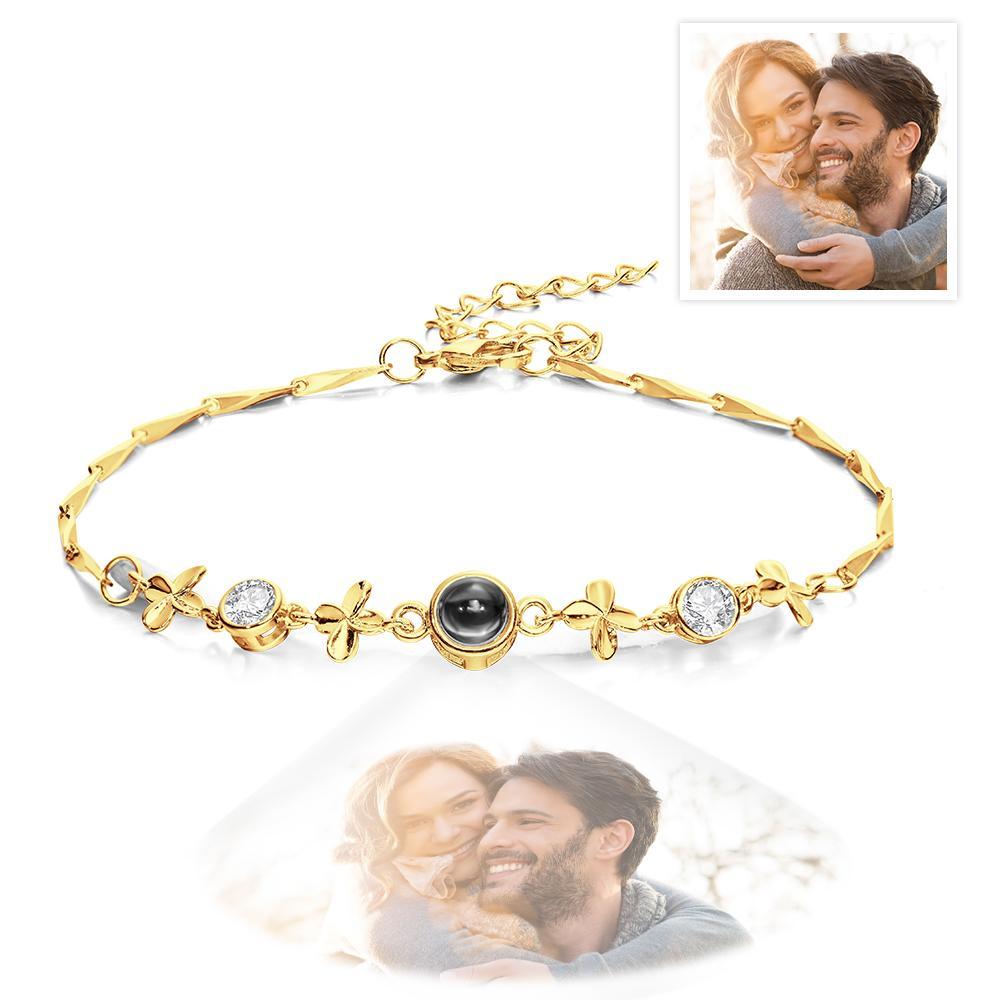 Bracelet De Projection De Photo Personnalisé Bracelet De Projection De Trèfle À Quatre Feuilles Cadeau Pour Femme - votrecollierprenomfr