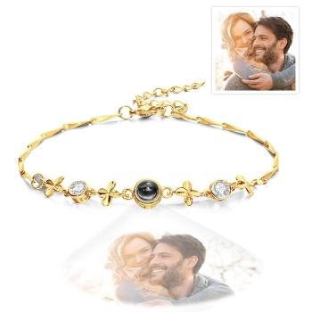 Bracelet De Projection De Photo Personnalisé Bracelet De Projection De Trèfle À Quatre Feuilles Cadeau Pour Femme - votrecollierprenomfr