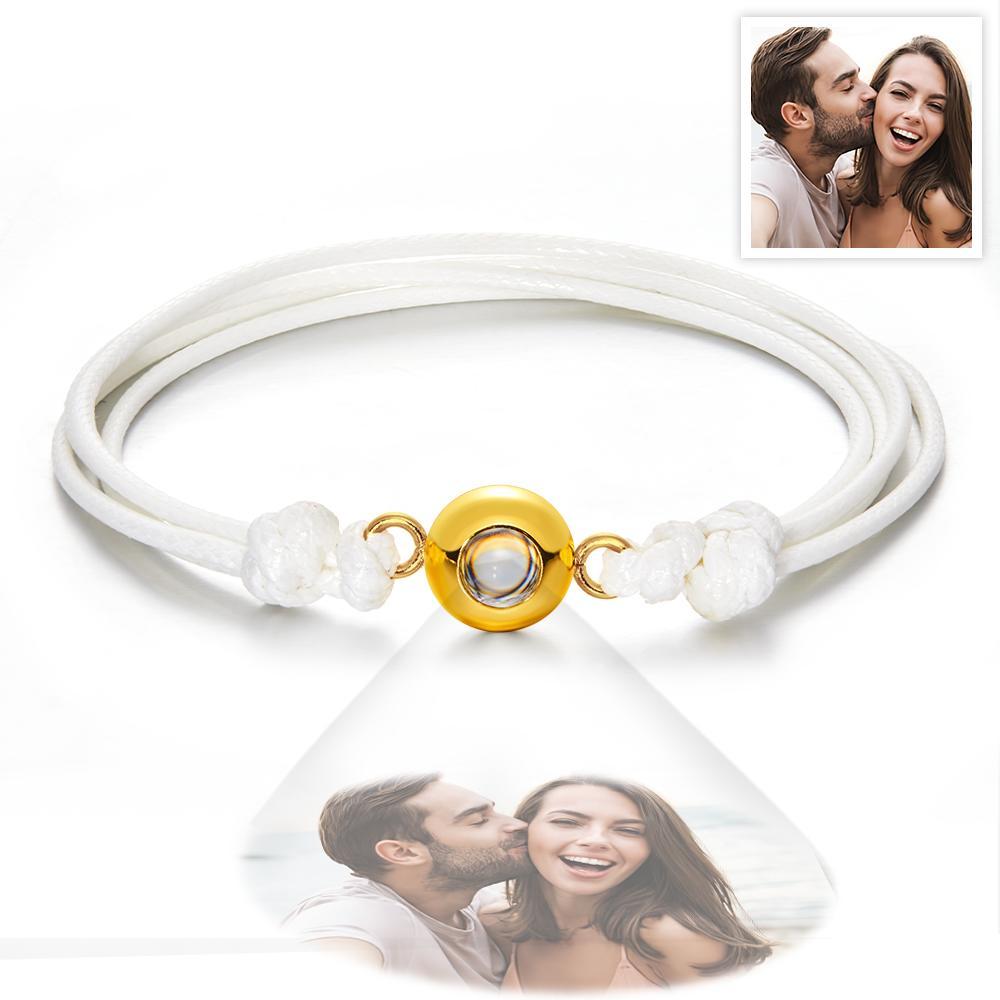 Cadeaux De Couple Colorés De Style De Tissage De Bracelet De Photo De Projection Personnalisée - votrecollierprenomfr