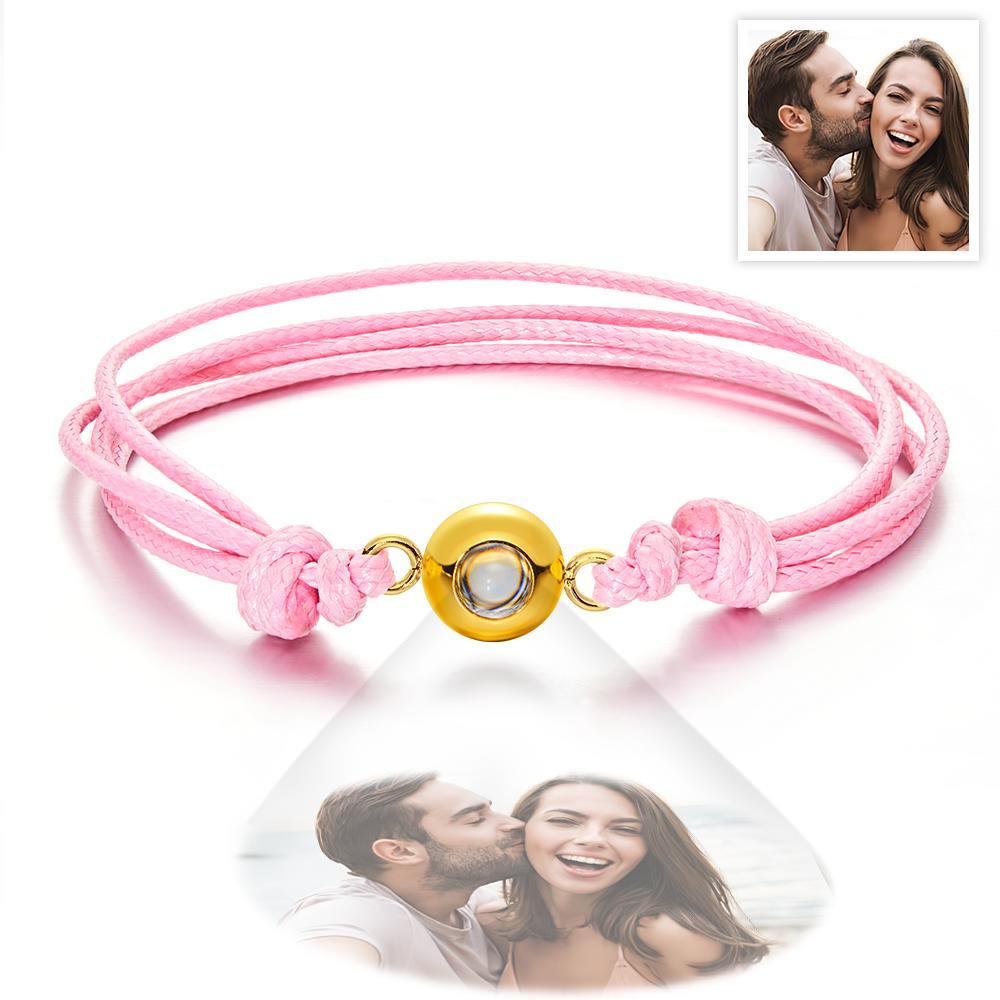 Cadeaux De Couple Colorés De Style De Tissage De Bracelet De Photo De Projection Personnalisée - votrecollierprenomfr