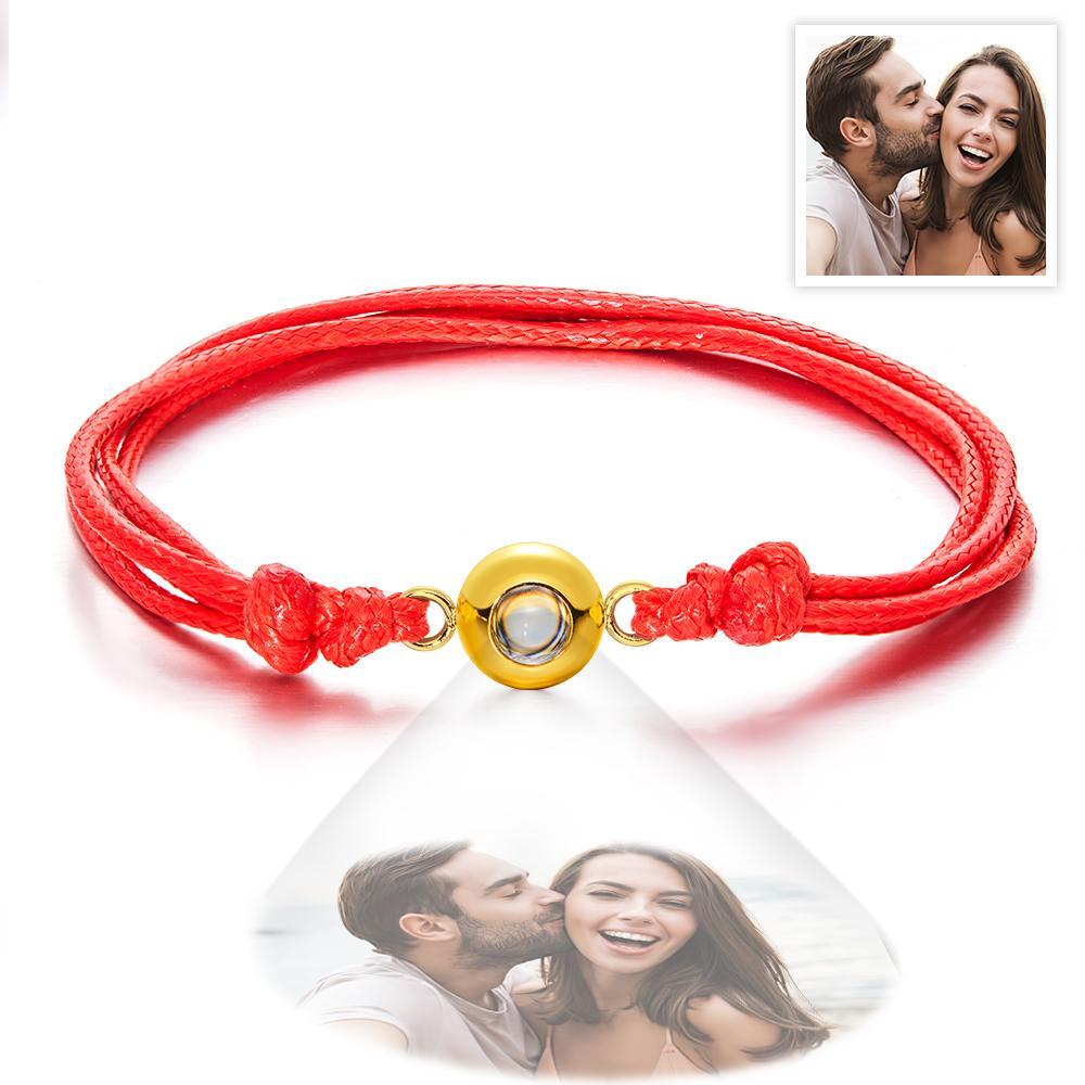 Cadeaux De Couple Colorés De Style De Tissage De Bracelet De Photo De Projection Personnalisée - votrecollierprenomfr