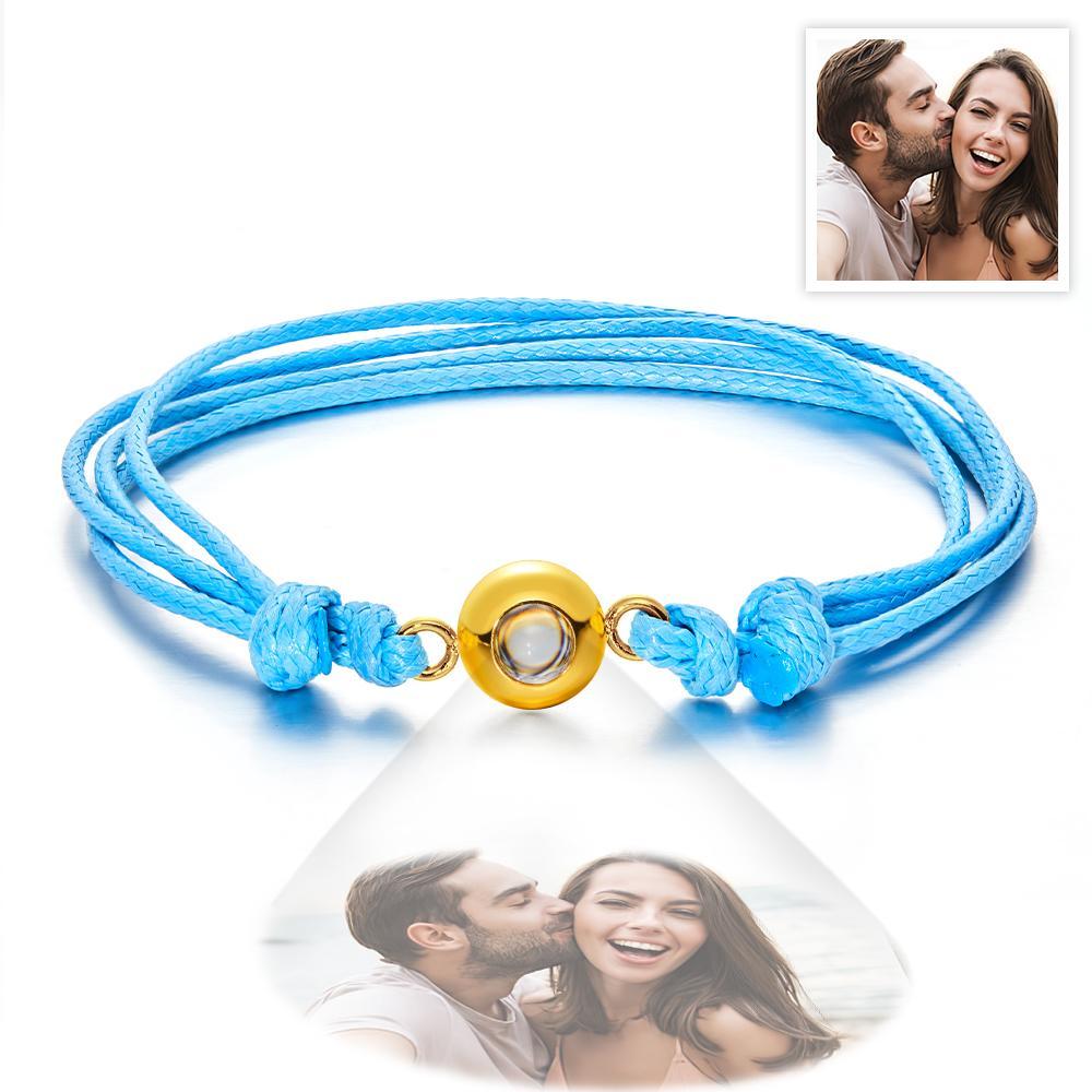 Cadeaux De Couple Colorés De Style De Tissage De Bracelet De Photo De Projection Personnalisée - votrecollierprenomfr