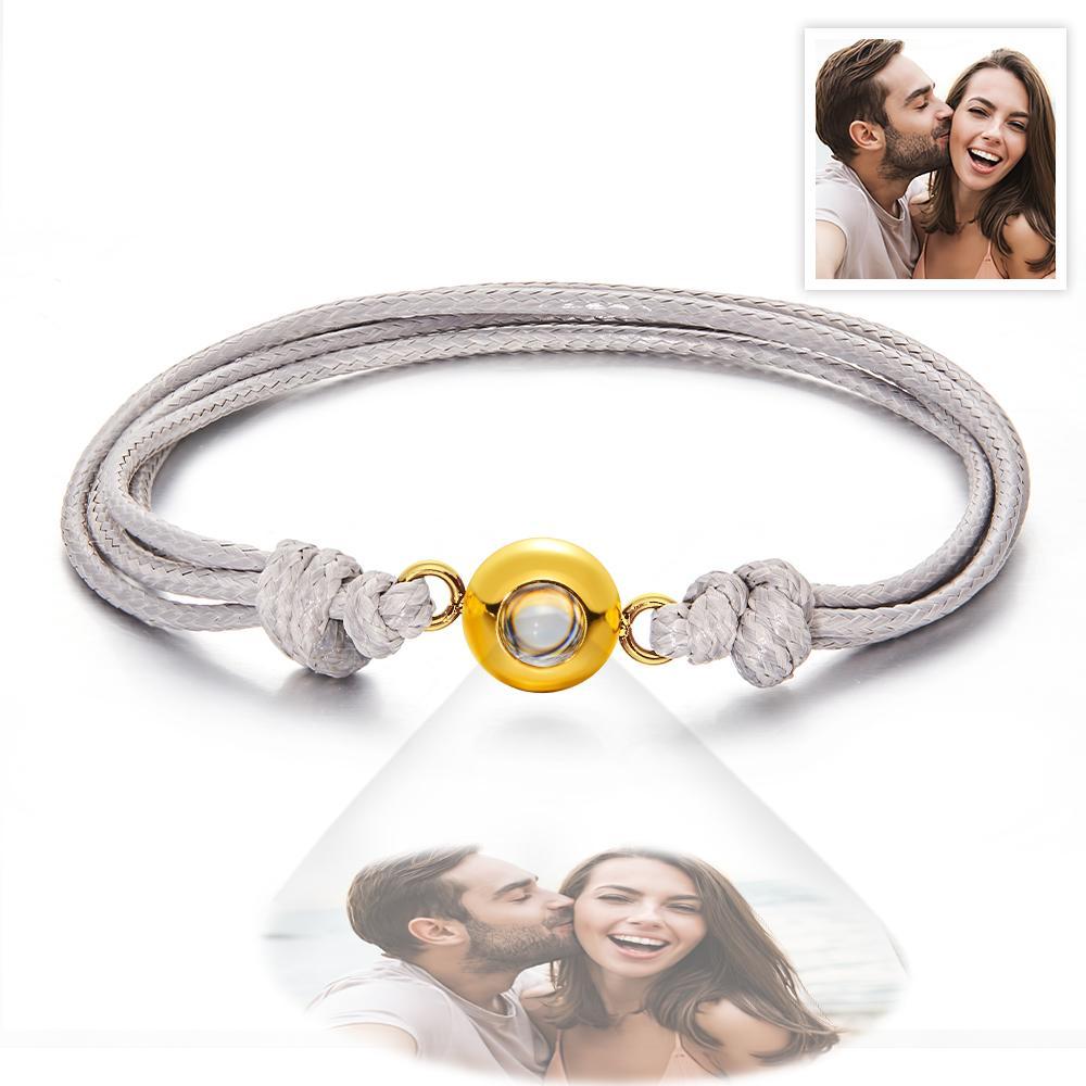 Cadeaux De Couple Colorés De Style De Tissage De Bracelet De Photo De Projection Personnalisée - votrecollierprenomfr
