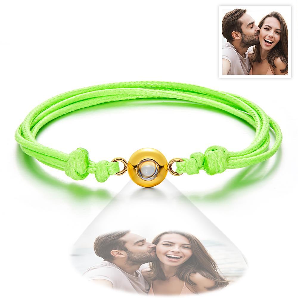 Cadeaux De Couple Colorés De Style De Tissage De Bracelet De Photo De Projection Personnalisée - votrecollierprenomfr