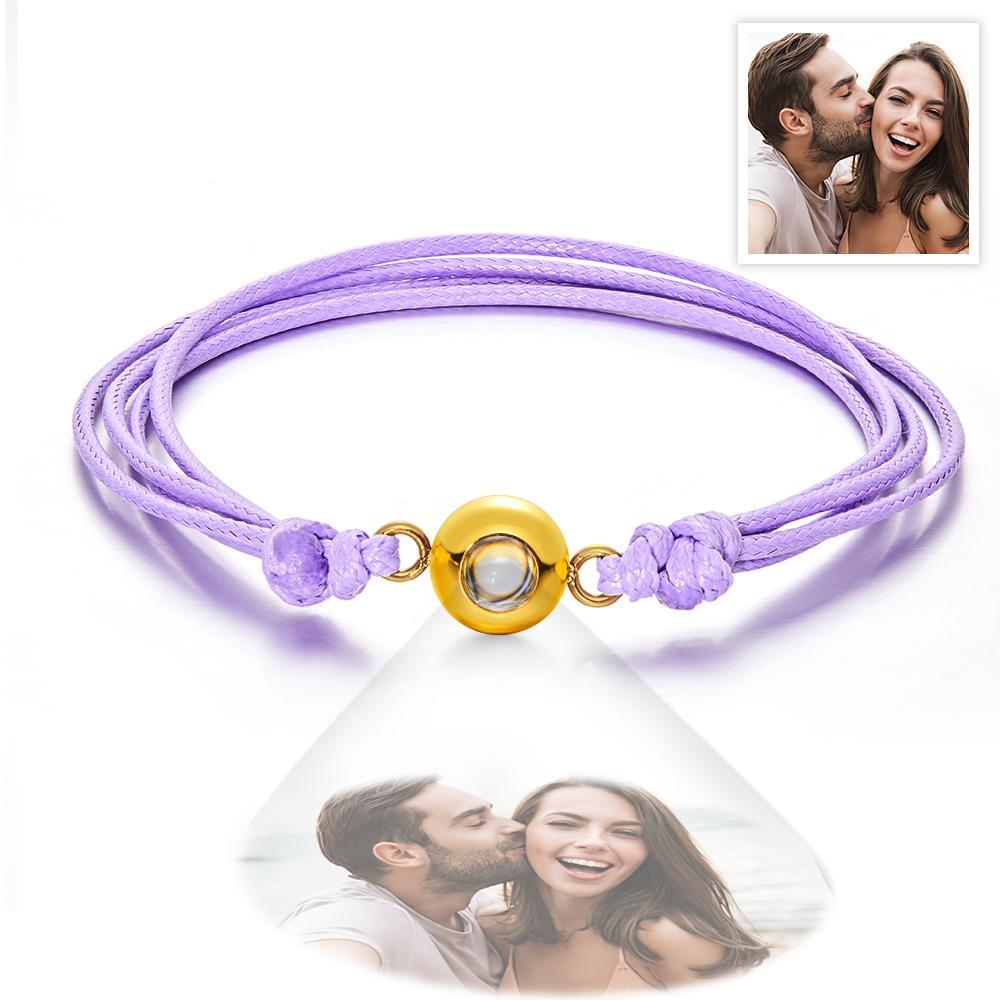 Cadeaux De Couple Colorés De Style De Tissage De Bracelet De Photo De Projection Personnalisée - votrecollierprenomfr