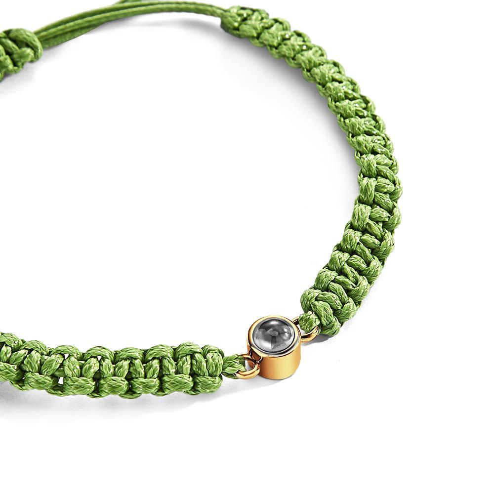 Bracelet De Projection De Photo Tressé Personnalisé, Corde En Queue De Poisson, Bracelet Tressé À La Main, Cadeau De Fête Des Pères Pour Hommes - votrecollierprenomfr
