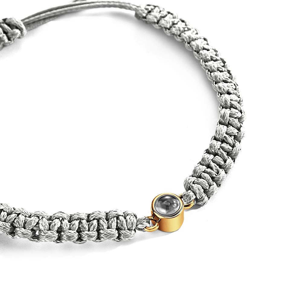 Bracelet De Projection De Photo Tressé Personnalisé, Corde En Queue De Poisson, Bracelet Tressé À La Main, Cadeau De Fête Des Pères Pour Hommes - votrecollierprenomfr