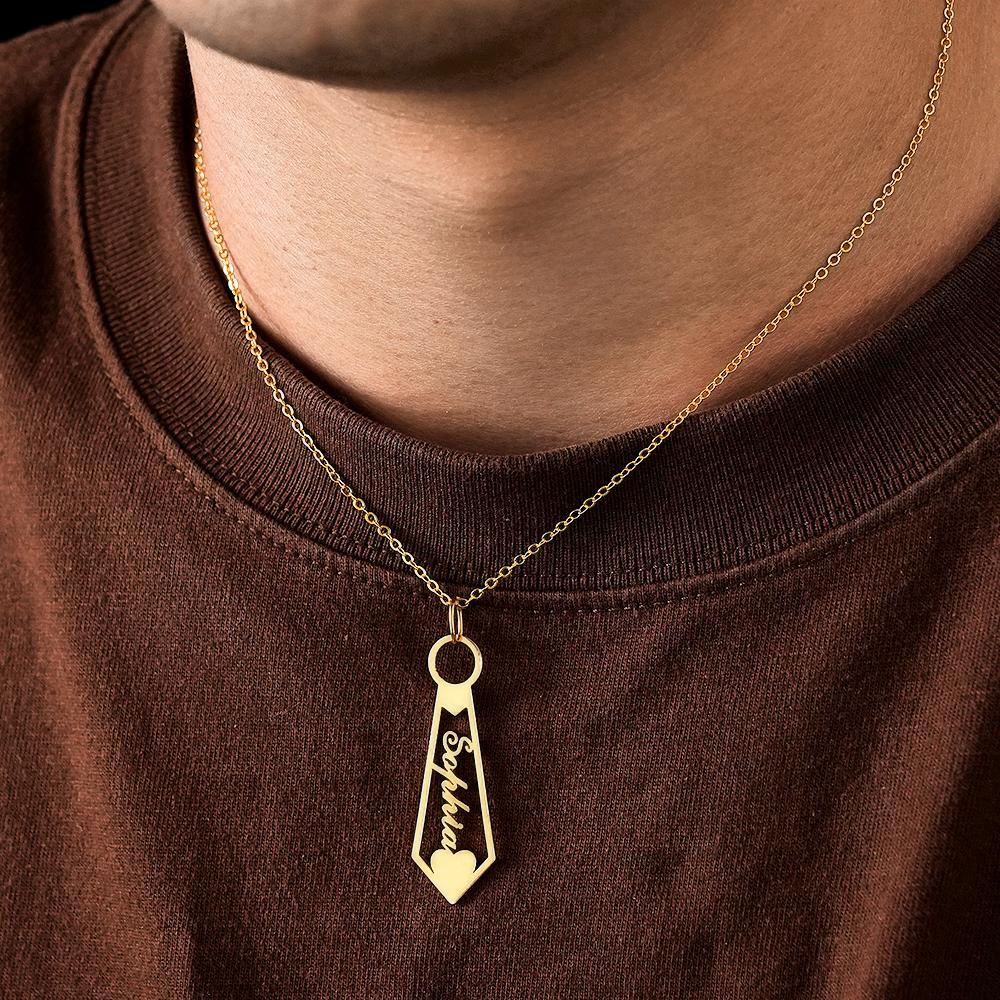 Collier Avec Nom Personnalisé, Pendentif En Forme De Cravate, Cadeaux Pour Papa - votrecollierprenomfr