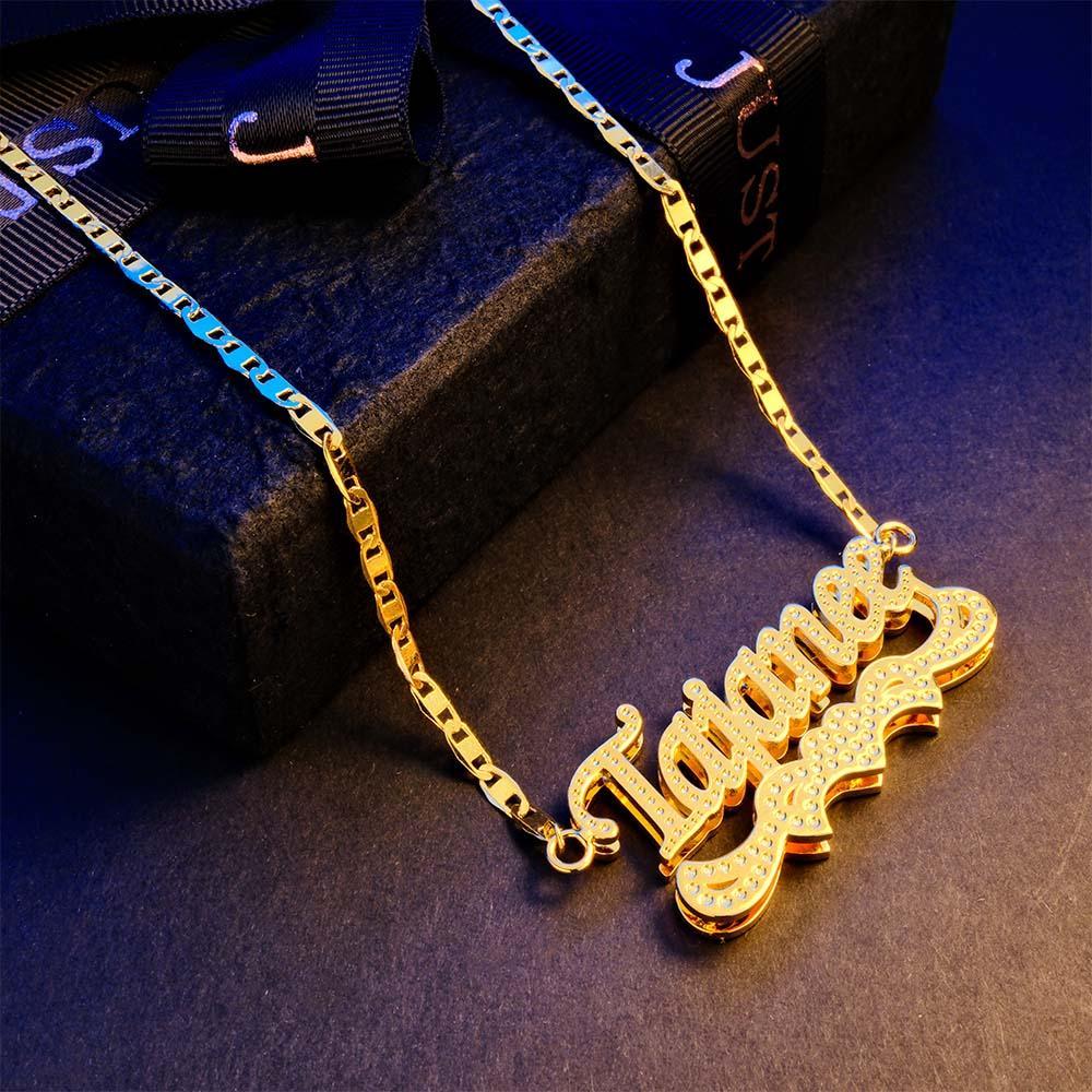 Collier Avec Nom Personnalisé, Style Hip Hop, Décor De Cœur, Cadeaux Pour Lui - votrecollierprenomfr