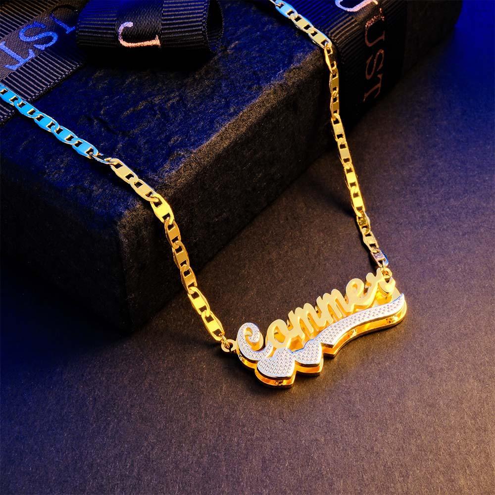Collier Avec Nom Personnalisé Hip Hop, Lettre Initiale, Collier En Métal Scintillant, Cadeaux Pour Lui - votrecollierprenomfr