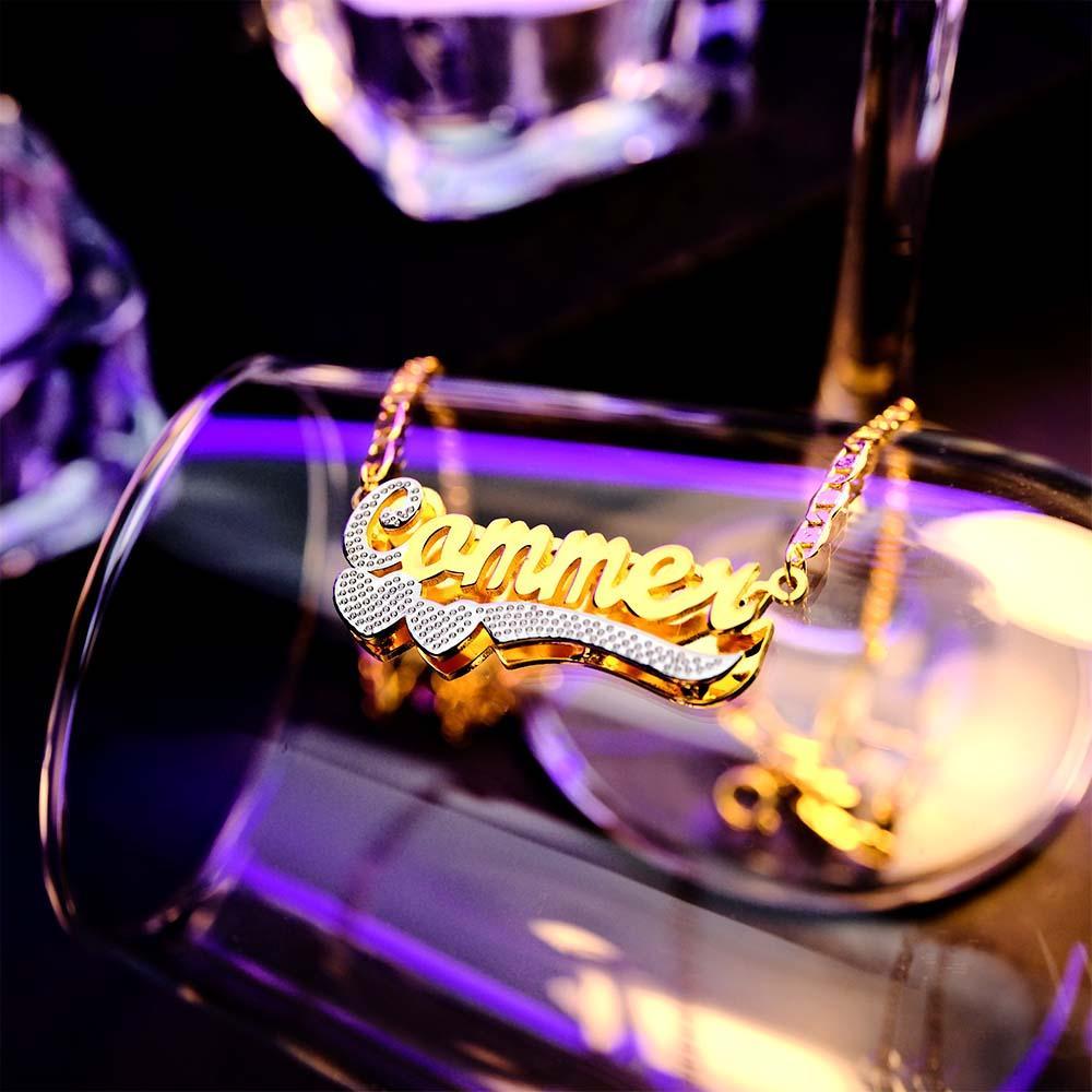 Collier Avec Nom Personnalisé Hip Hop, Lettre Initiale, Collier En Métal Scintillant, Cadeaux Pour Lui - votrecollierprenomfr