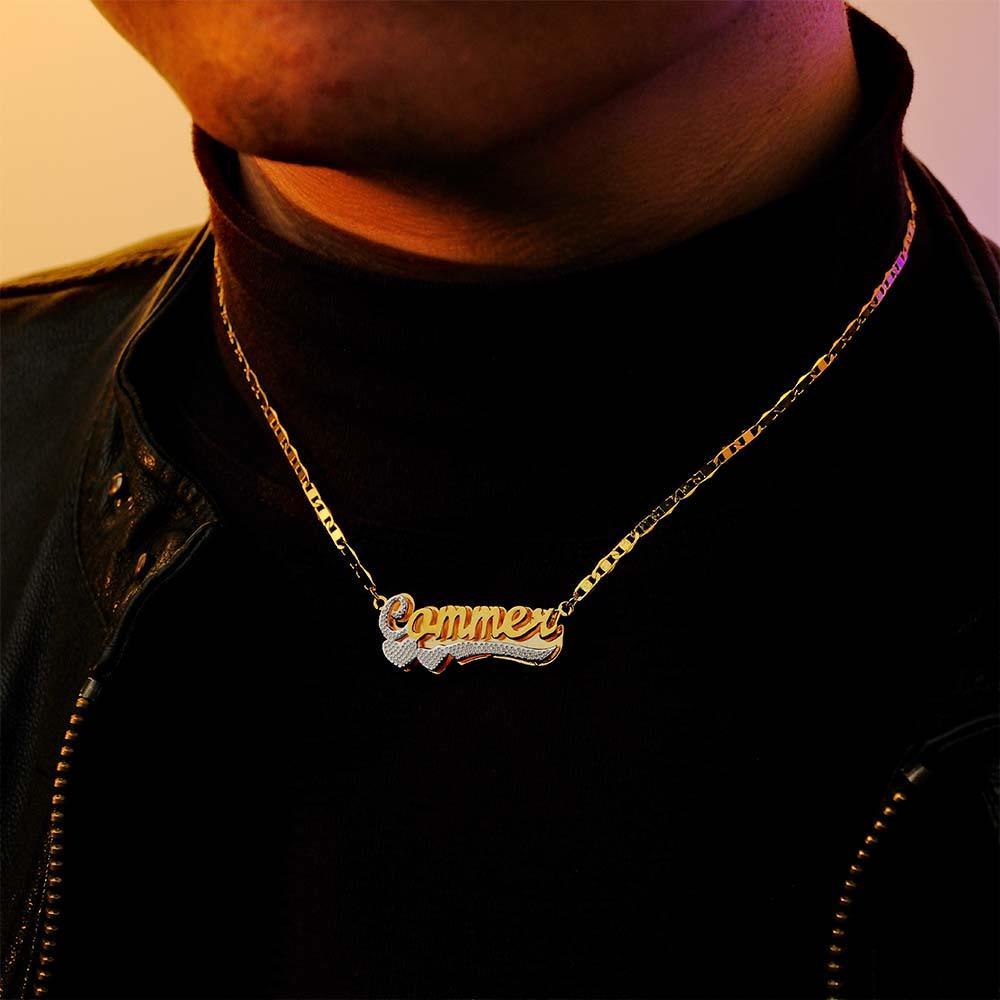Collier Avec Nom Personnalisé Hip Hop, Lettre Initiale, Collier En Métal Scintillant, Cadeaux Pour Lui - votrecollierprenomfr